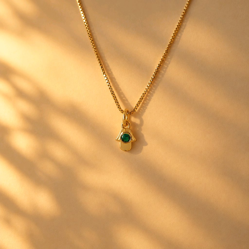 CADENA MINI HAMSA VERDE
