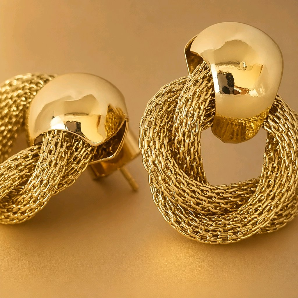 AROS TOPOS TRENZA DORADA