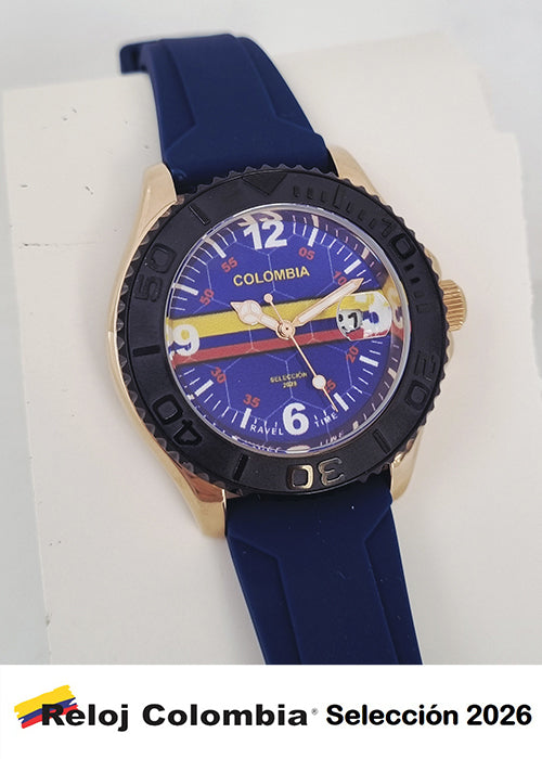 RELOJ COLOMBIA SELECCION 2026 DORADOAZUL