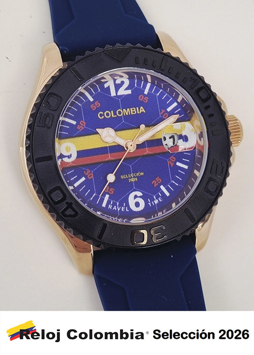 RELOJ COLOMBIA SELECCION 2026 DORADOAZUL