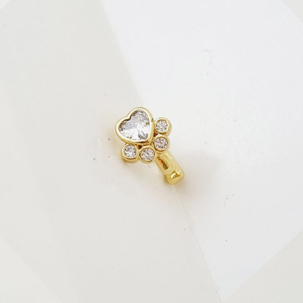 EARCUFF HUELLA CORAZON BRILLANTE