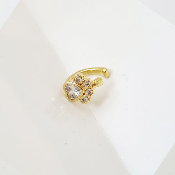 EARCUFF HUELLA CORAZON BRILLANTE