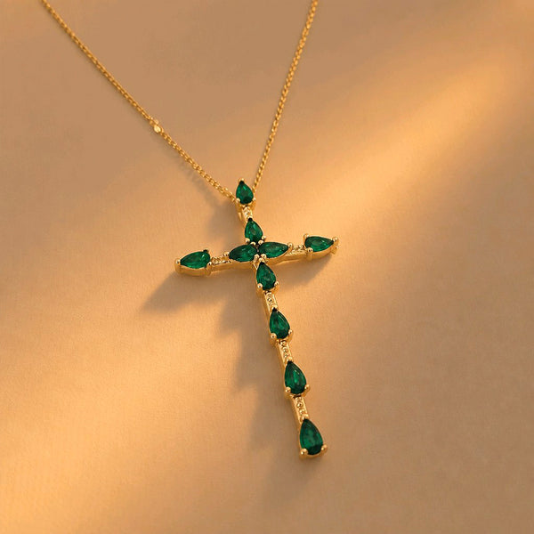 CADENA CRUZ EXTRALARGA VERDE