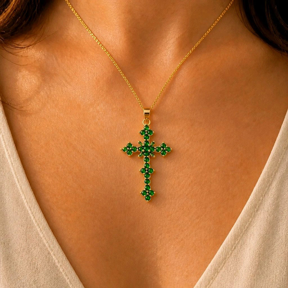 CADENA CRUZ ROMBOS VERDE