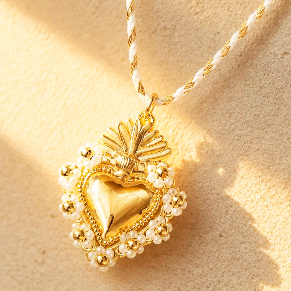 CADENA SAGRADO CORAZON MOSTACILLA BLANCA