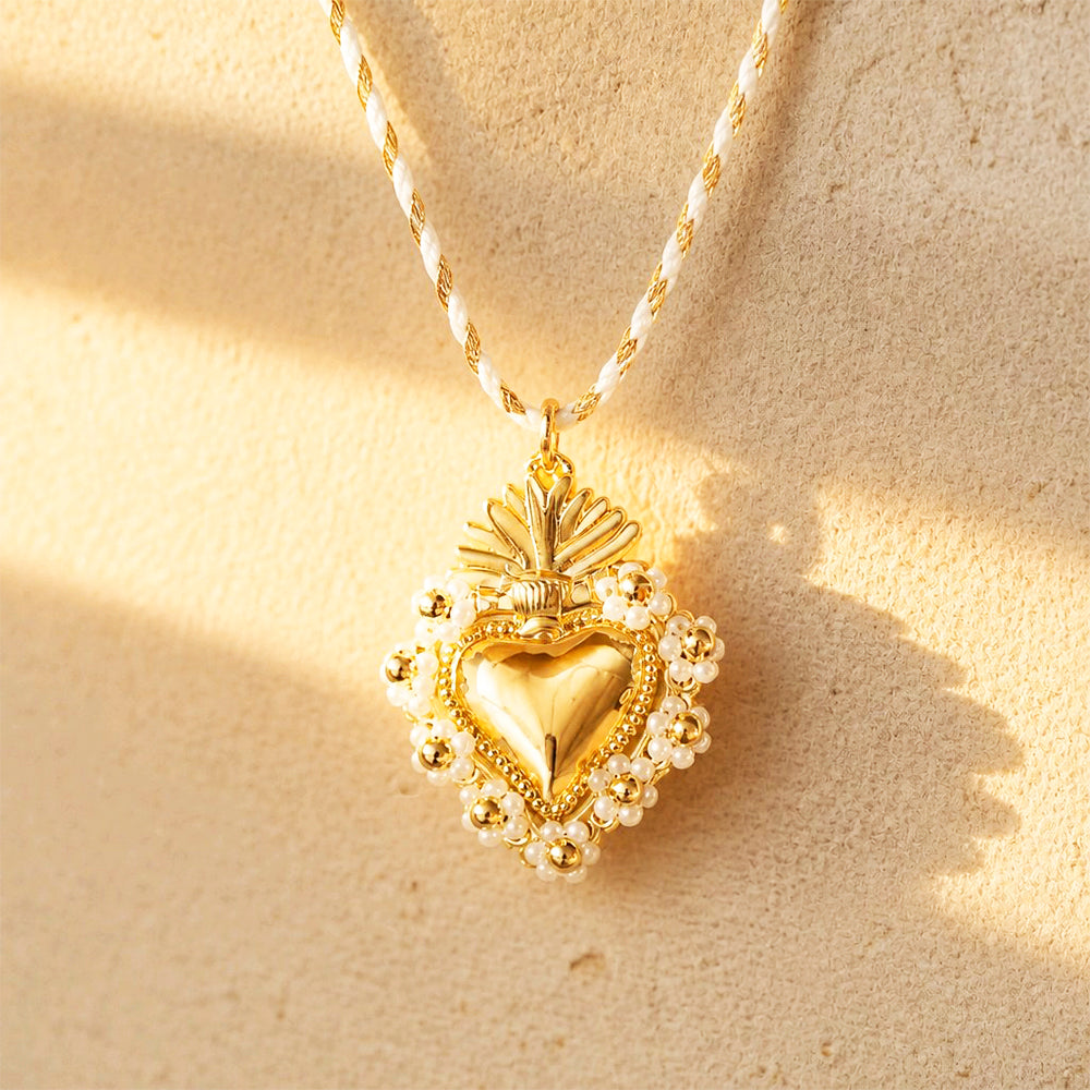 CADENA SAGRADO CORAZON MOSTACILLA BLANCA