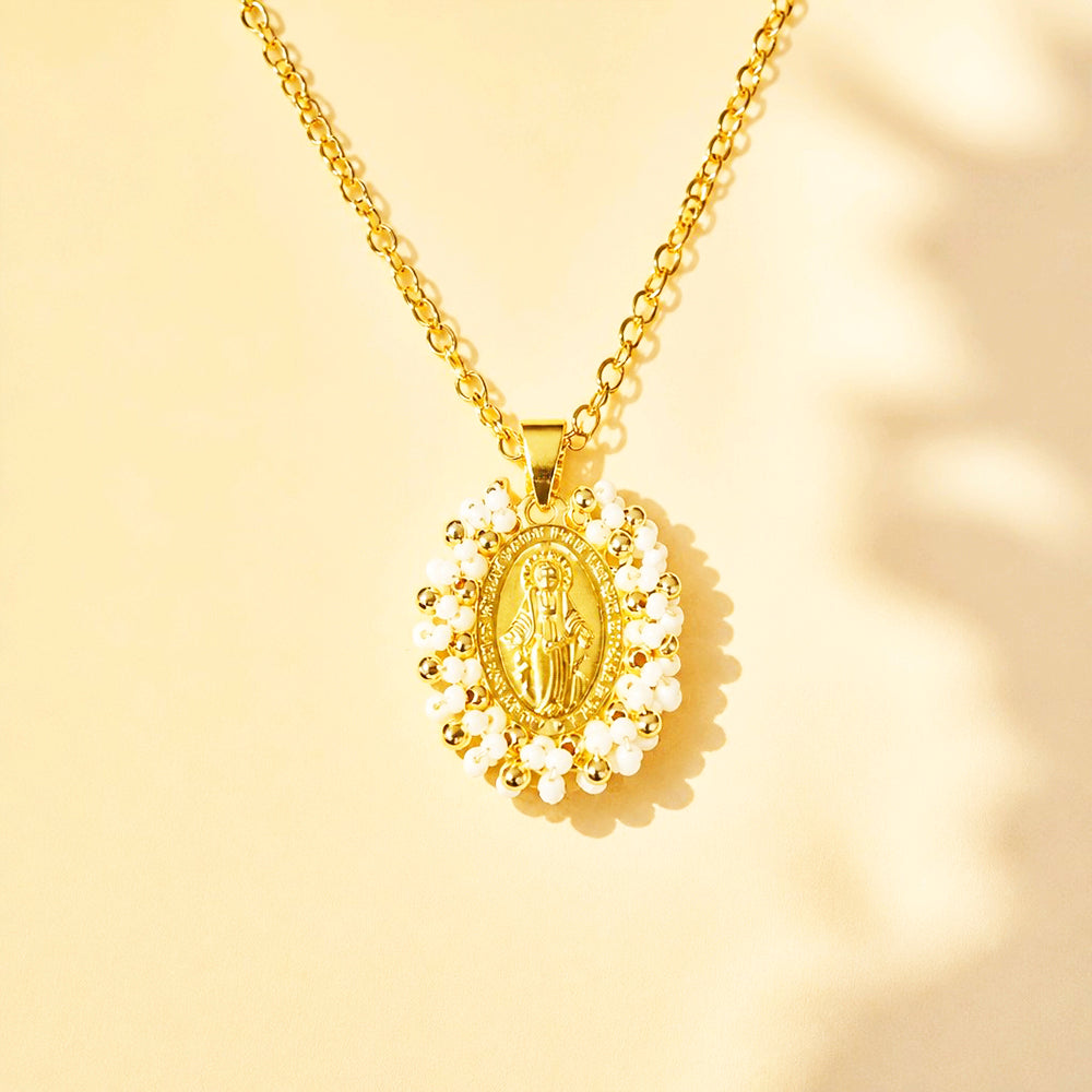 CADENA VIRGEN MILAGROSA MOSTACILLA BLANCA