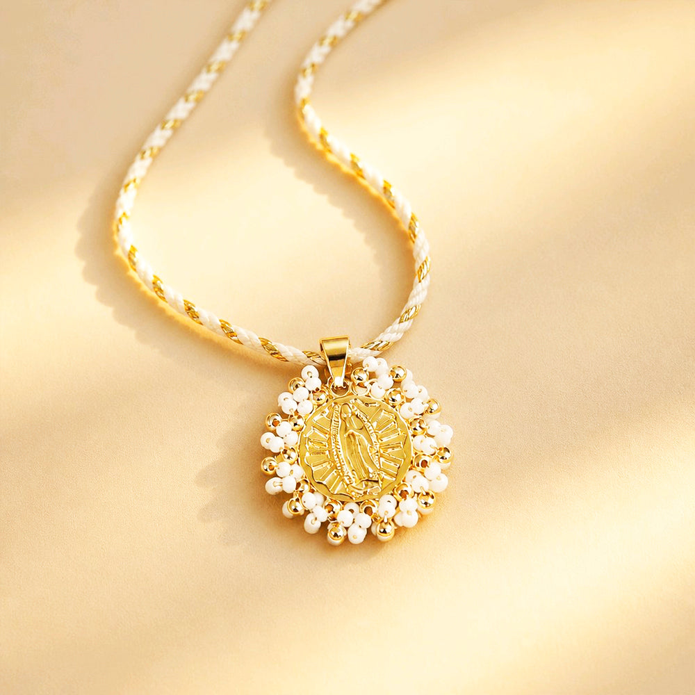 CADENA VIRGEN GUADALUPE MOSTACILLA BLANCA