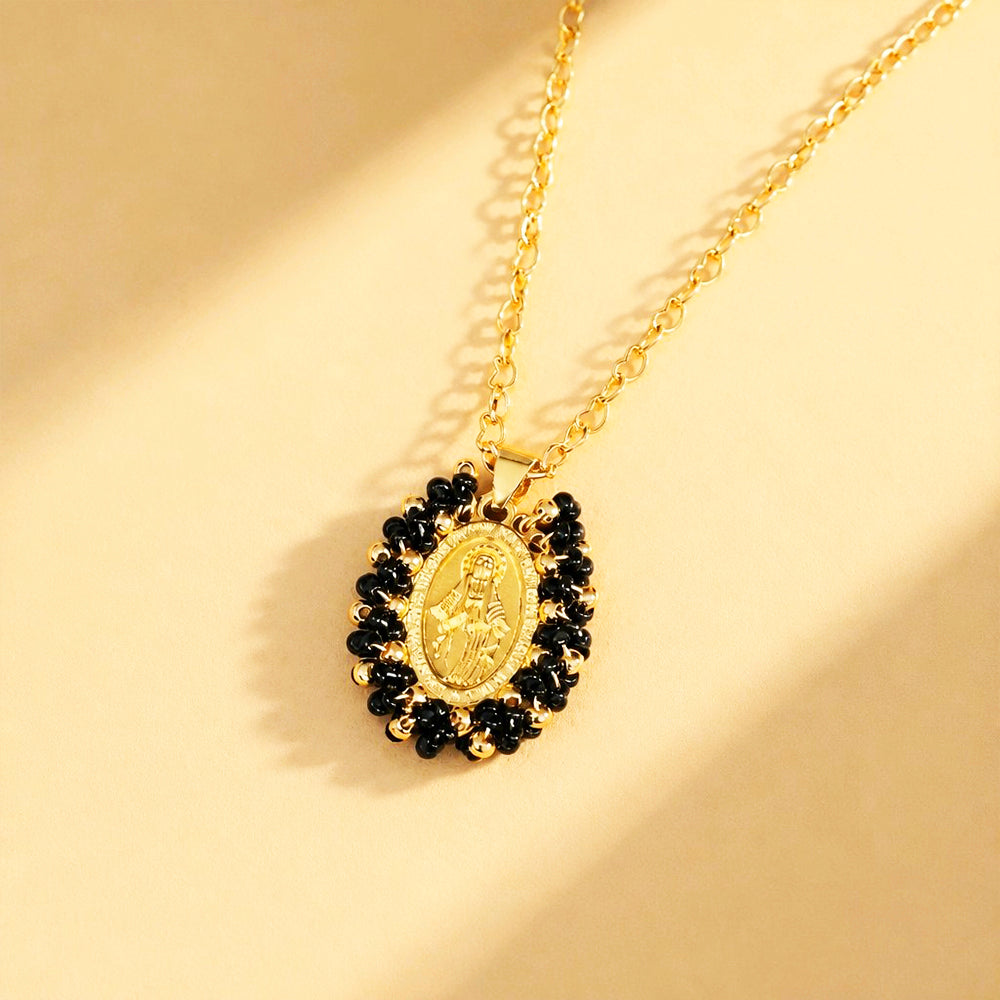 CADENA VIRGEN MILAGROSA MOSTACILLA NEGRA