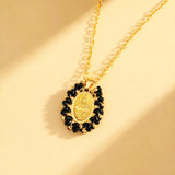 CADENA VIRGEN MILAGROSA MOSTACILLA NEGRA