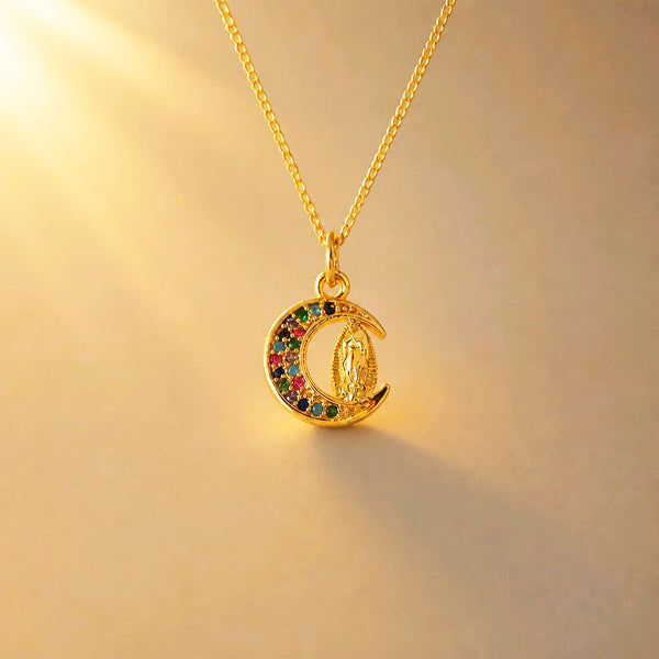 CADENA VIRGEN GUADALUPE MEDIALUNA COLORES