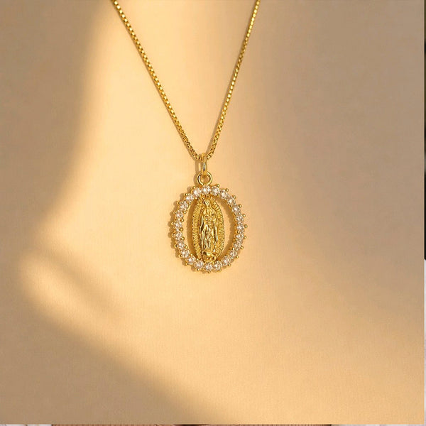 CADENA VIRGEN GUADALUPE BRILLANTE PEQUEÑA