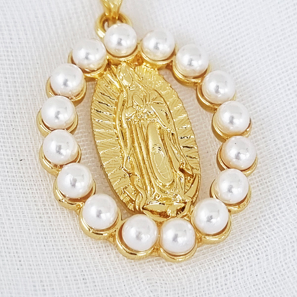 CADENA VIRGEN GUADALUPE PERLAS
