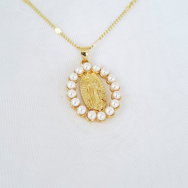 CADENA VIRGEN GUADALUPE PERLAS