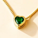 CADENA CORAZON SOLITAIRE VERDE