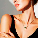 CADENA CORAZON SOLITAIRE VERDE