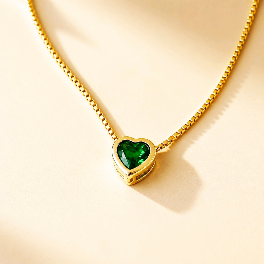 CADENA CORAZON SOLITAIRE VERDE