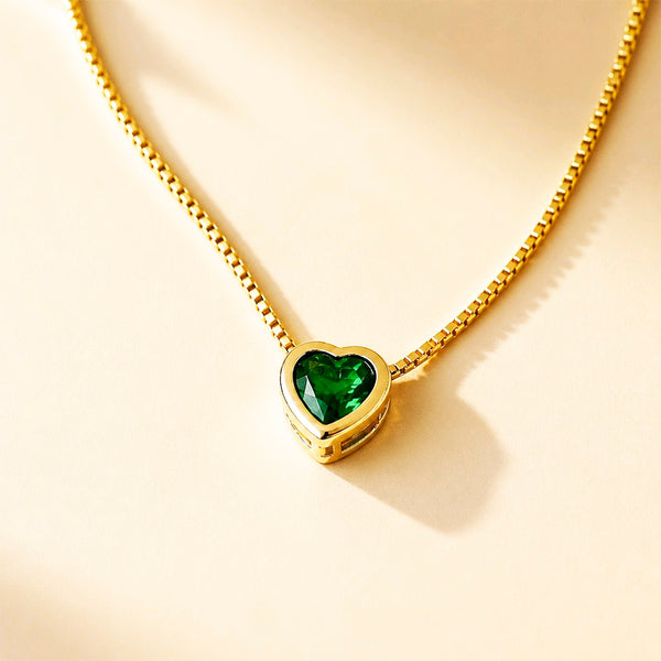 CADENA CORAZON SOLITAIRE VERDE