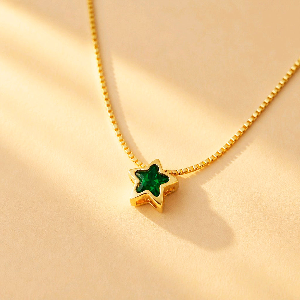 CADENA ESTRELLA SOLITAIRE VERDE
