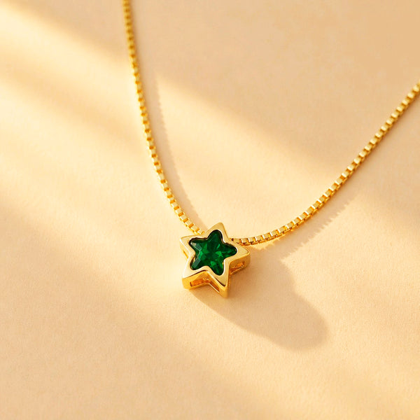 CADENA ESTRELLA SOLITAIRE VERDE