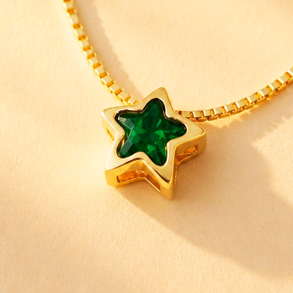 CADENA ESTRELLA SOLITAIRE VERDE