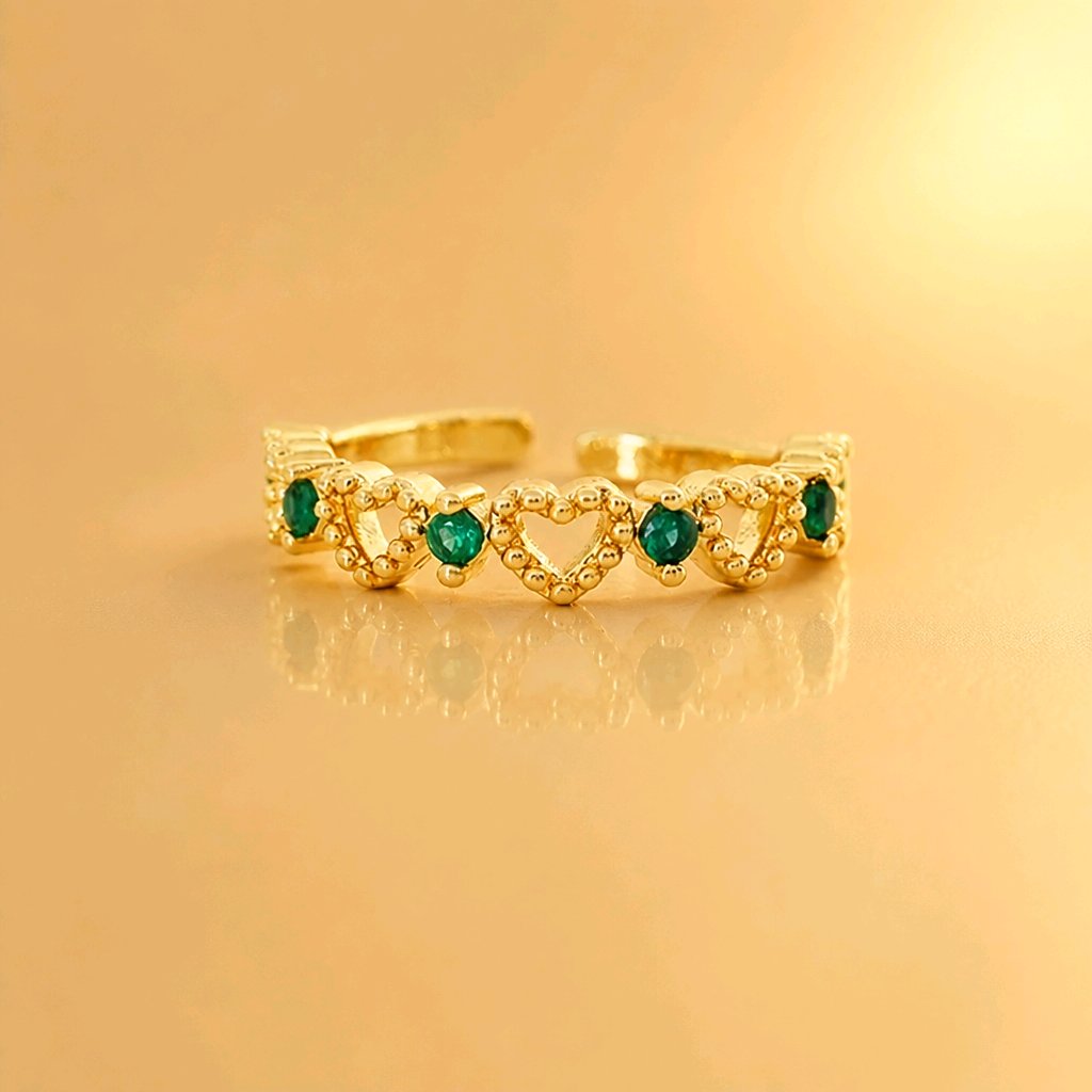 ANILLO CORAZONES VERDE
