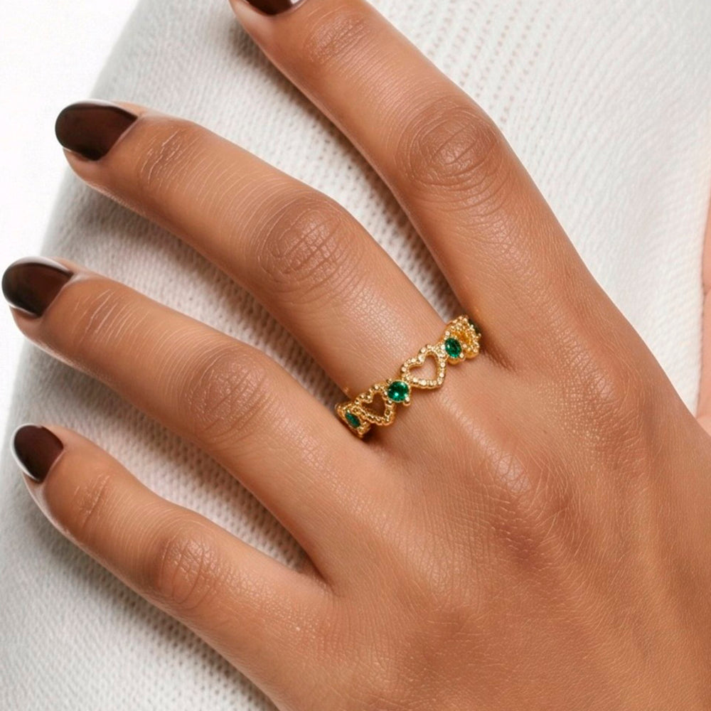 ANILLO CORAZONES VERDE