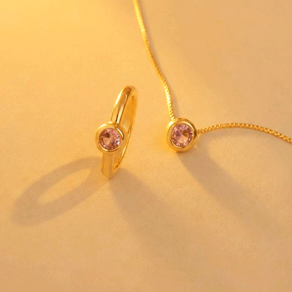 GRATIS LETRA✨SET CADENA Y SORTIJA CIRCON SOLITAIRE PALOROSA