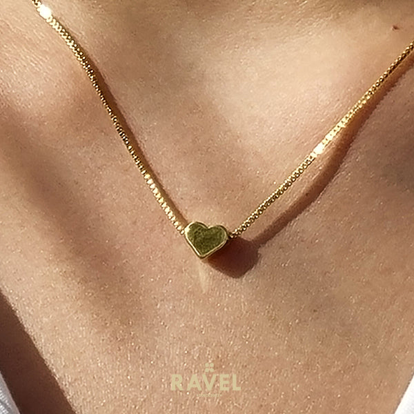 CADENA CORAZON SOLITAIRE DORADO