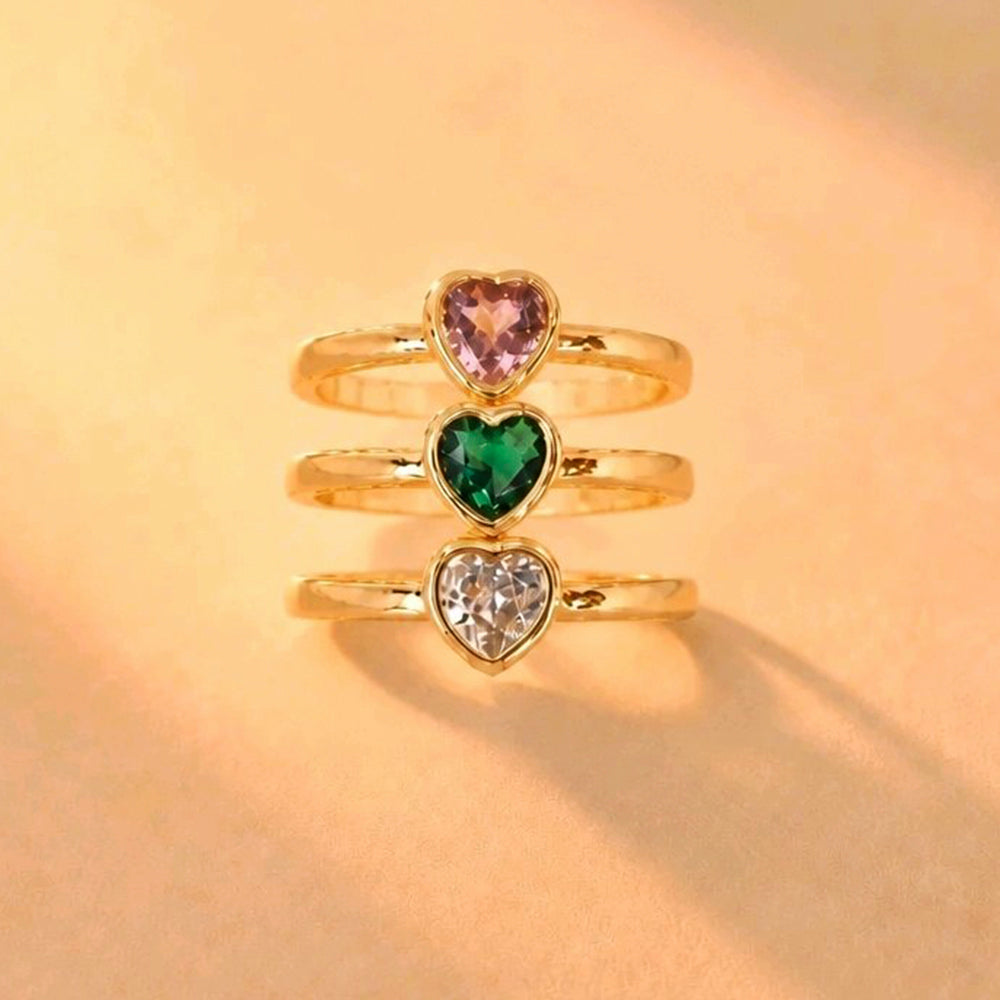 SET ANILLOS ZOLITAIRE CORAZON
