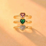 SET ANILLOS ZOLITAIRE CORAZON