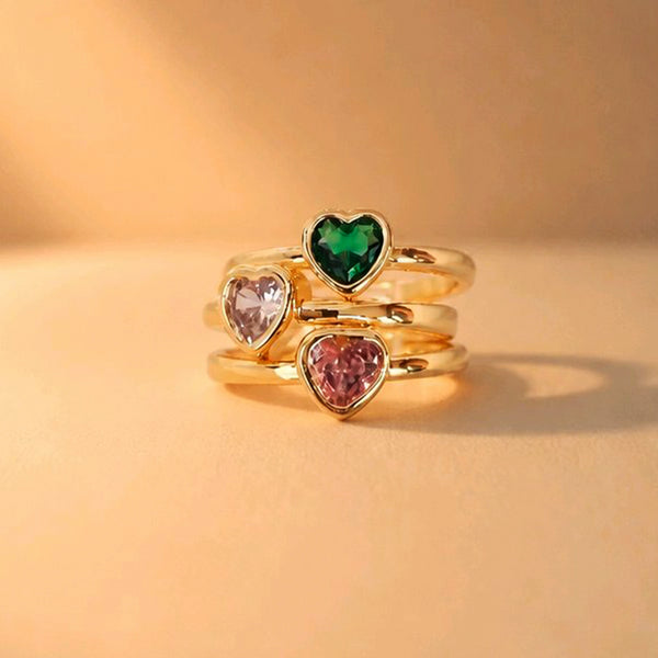 SET ANILLOS ZOLITAIRE CORAZON