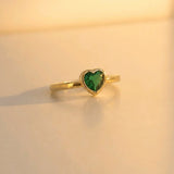 ANILLO CORAZON SOLITAIRE VERDE