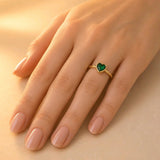 ANILLO CORAZON SOLITAIRE VERDE