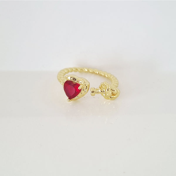 anillo corazon rojo