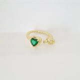 anillo corazon verde