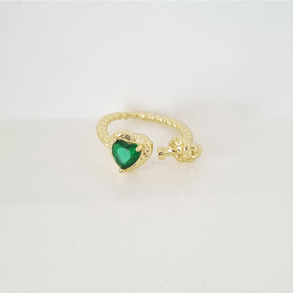 anillo corazon verde