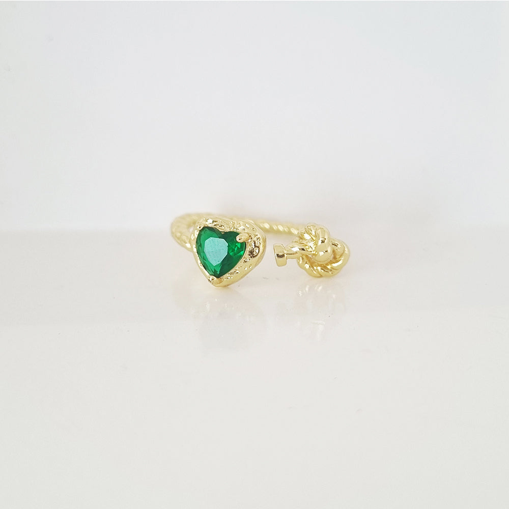 anillo corazon verde